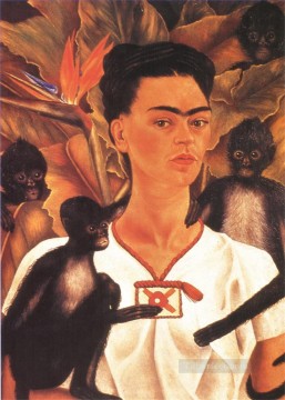 Autorretrato con Monos feminismo Frida Kahlo Pinturas al óleo